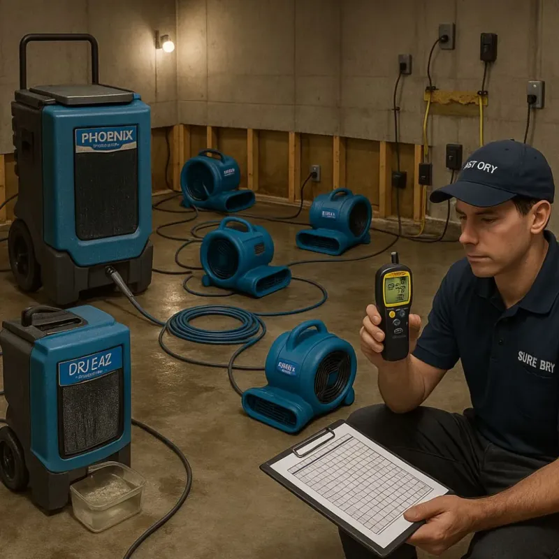 Structural Drying and Dehumidification process in Westport, NC